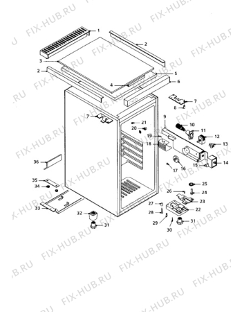 Взрыв-схема холодильника Tricity Bendix CR005 - Схема узла Cabinet + furniture (extra)